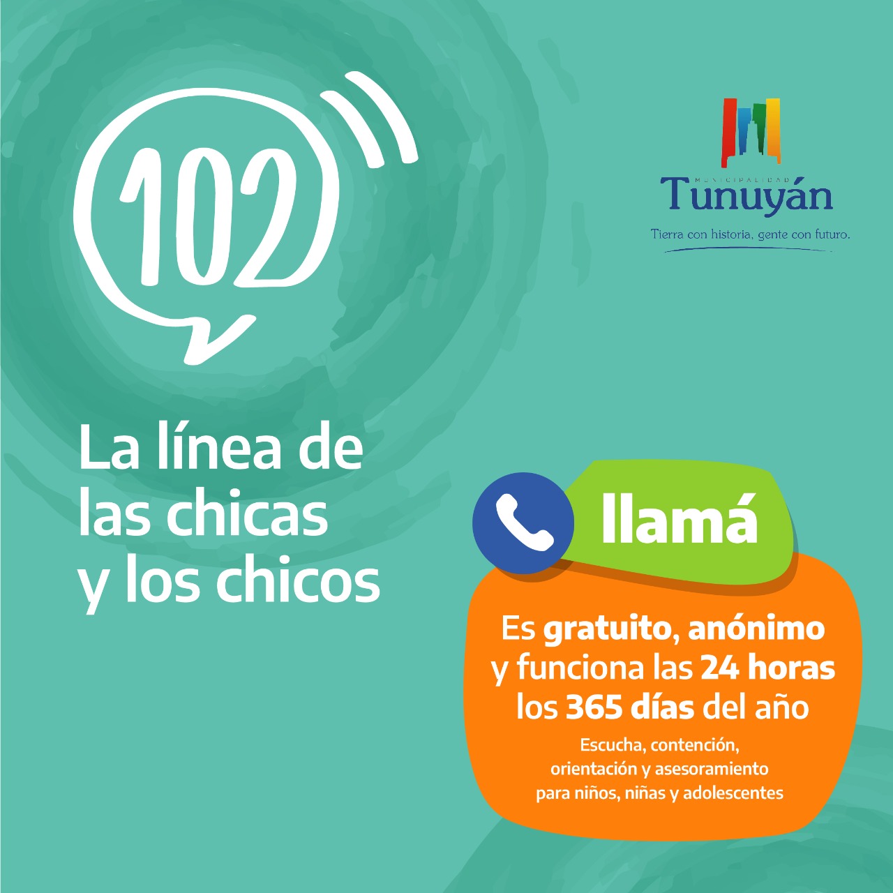 Tunuyán “Infancias cuidadas, línea 102”, el proyecto que promueve los derechos de las chicas y los